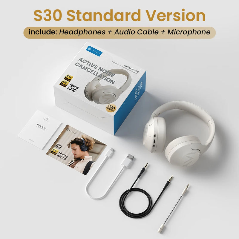 HAYLOU S30 ORIGINAL ANC Sem Fio Bluetooth 5.4, som HI-DEF, Cancelamento Ruído ambiente, bateria de alta performance, confortável, no brasil envio rapido