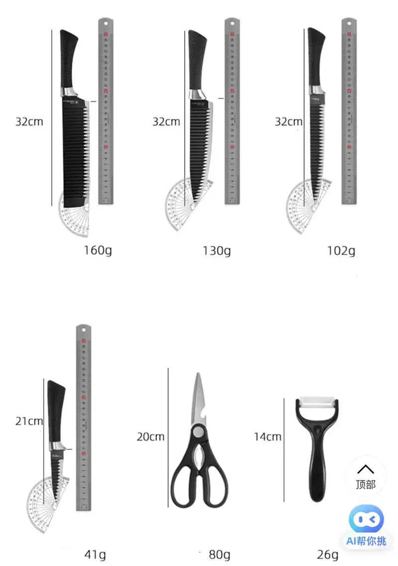 kit facas carbono original 6 PCs Conjunto de Facas Pretas de Chef em Aço Inoxidável no brasil entrega rapida
