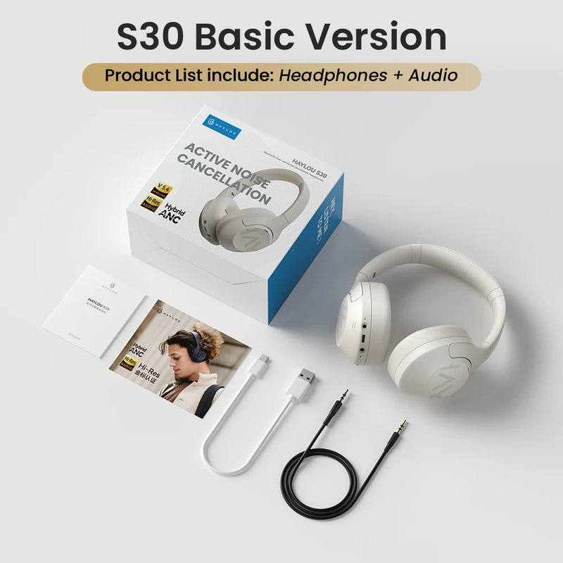 HAYLOU S30 ORIGINAL ANC Sem Fio Bluetooth 5.4, som HI-DEF, Cancelamento Ruído ambiente, bateria de alta performance, confortável, no brasil envio rapido